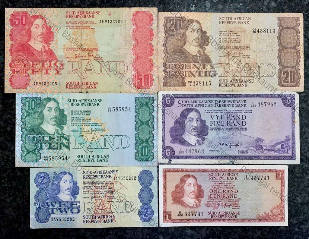 SET OF VARIOUS GOVERNORS & DECIMALS R50 TO R1  ( 1 BID TAKES ALL)