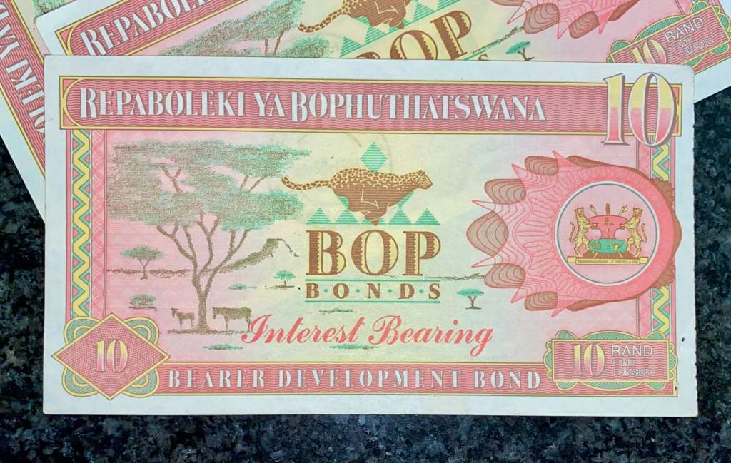 BOPHUTHATSWANA R10 BOP BONDS STAMPED 1990 TO 1992 ALL MMABATHO(BID PER NOTE) 5 AVAILABLE