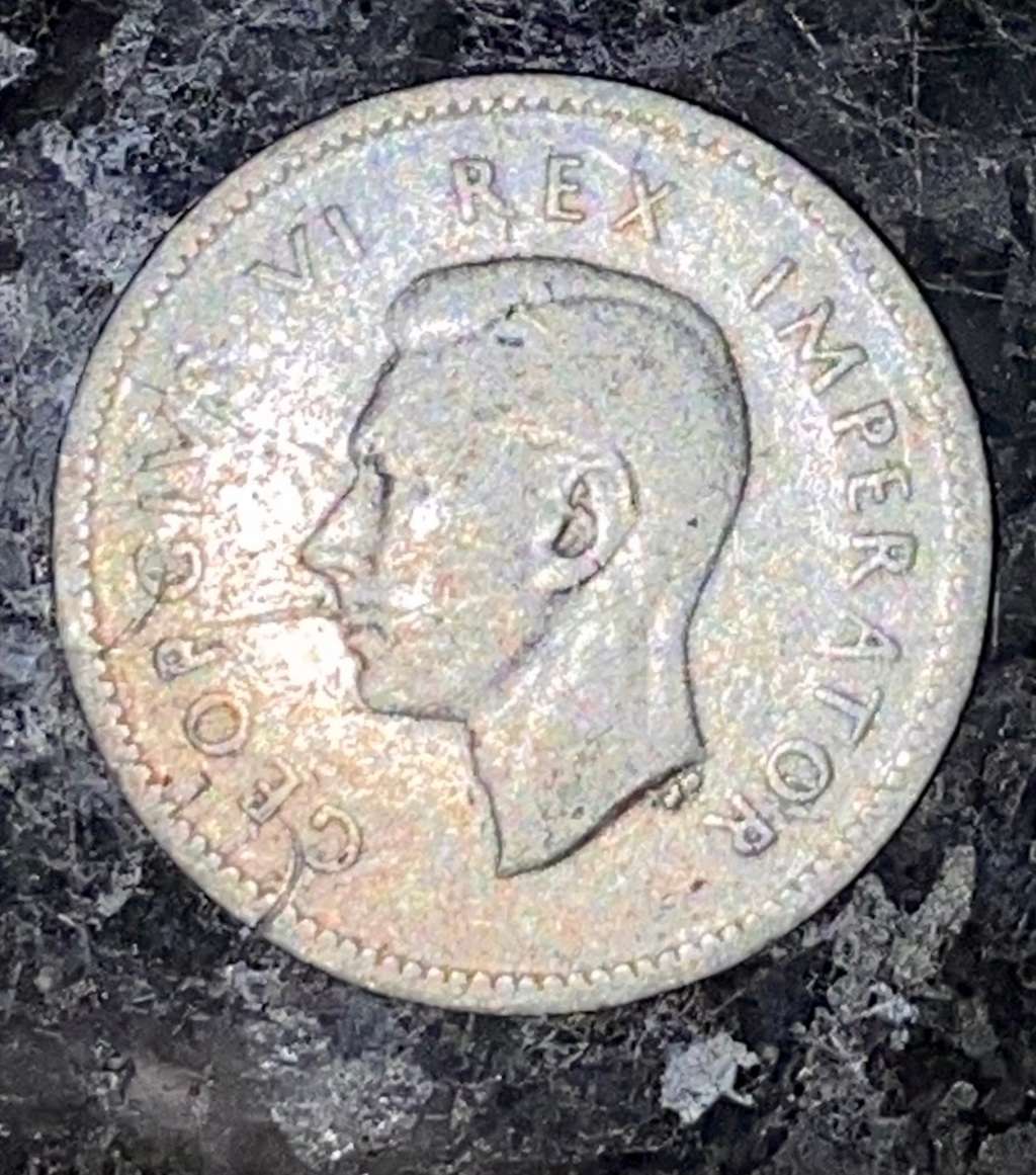 S A UNION SILVER 3D THREEPENCE TICKEY --1946--