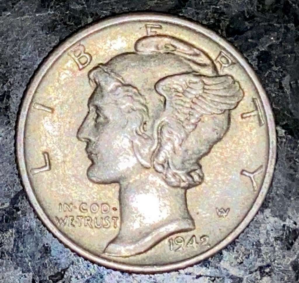 U S A SILVER 1 DIME - 10 CENT 1942 WW2  - SILVER ,900