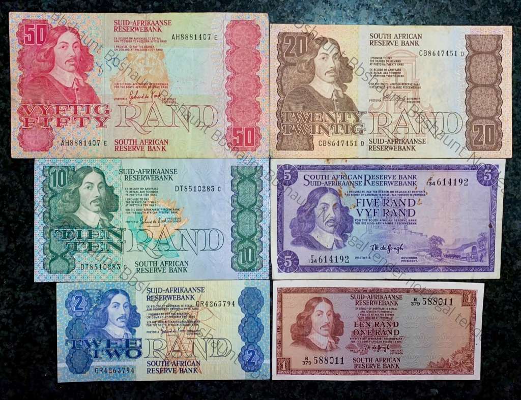 SET OF VARIOUS GOVERNORS & DECIMALS R50 TO R1  ( 1 BID TAKES ALL)