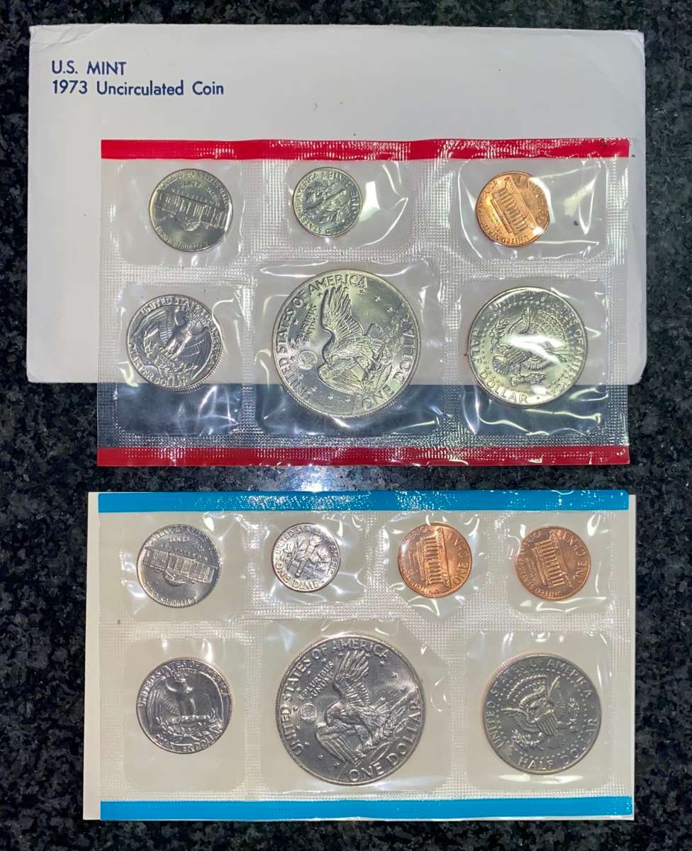 U S A UNC SETS - BOTH DENVER & PHILADELPHIA MINT- EISENHOWER 1 DOLLAR TO 1 CENT 1973(1 BID TAKES ALL