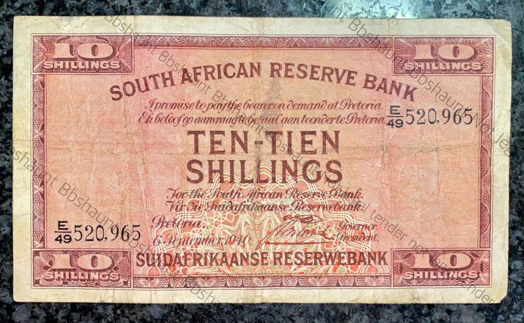 J.POSTMUS 10 SHILLINGS 6TH SEPTEMBER 1940 FIRST ISSUE E/A E49 /520.965