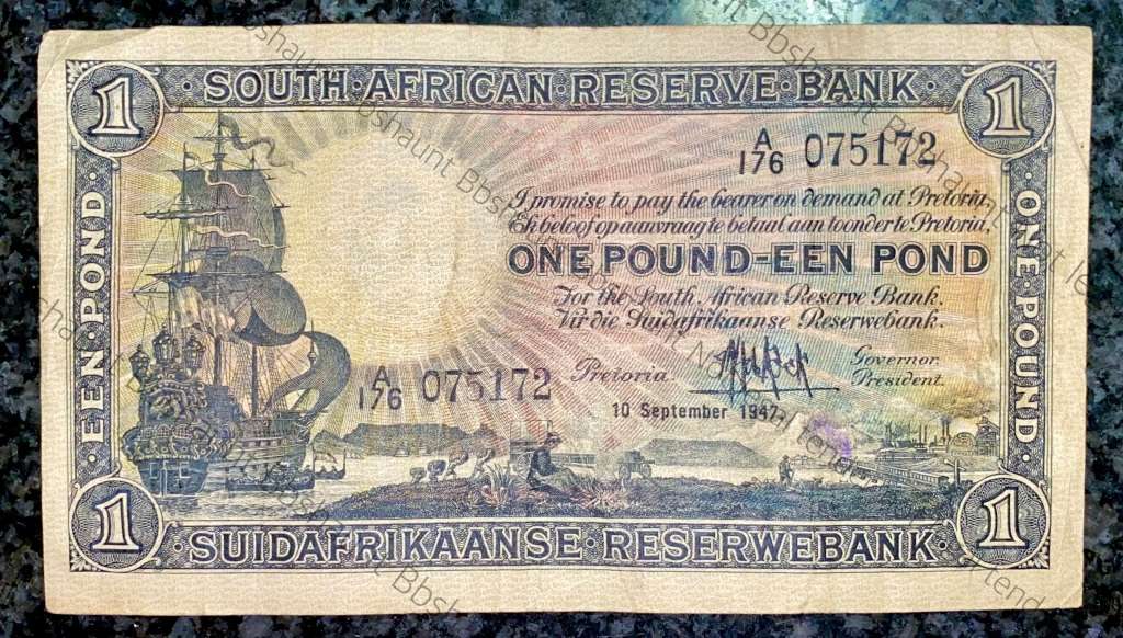 MH DE KOCK 1 POUND 1947 E/A 1ST ISSUE  A176