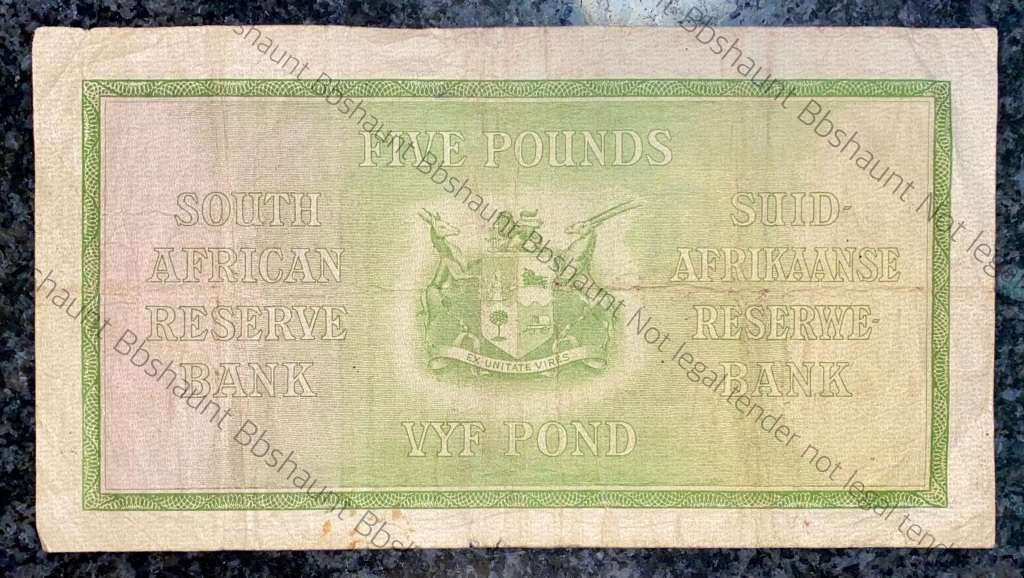 J POSTMUS 5 POUND 9 SEPTEMBER 1940 ENG/AFR B16 FIRST ISSUE