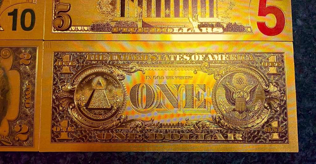 U S A GOLD FOIL - FULL SET 100 DOLLARS TO 1 DOLLAR - UNC GOLD 9999 CARD(1 BID TAKES ALL 8)