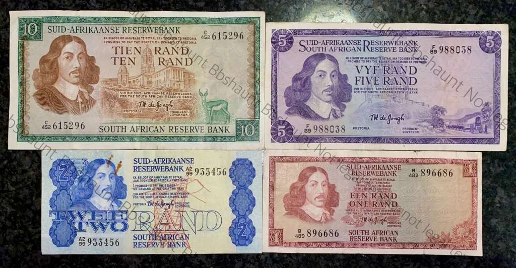 COMPLETE SET OF TW DE JONGH & DECIMALS R10 TO R1 -- 1967-1978 - 1ST TO 4TH ISSUE( 1 BID TAKES ALL)