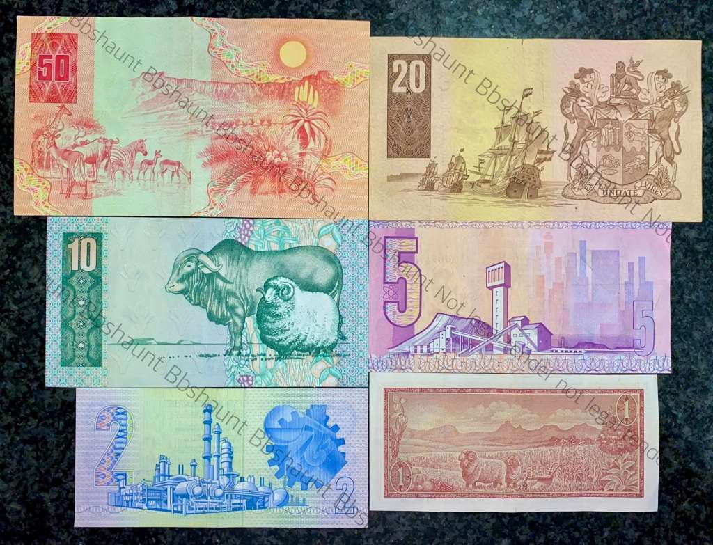 COMPLETE SET OF GPC DE KOCK & DECIMALS R50 TO R2 - 1980s (R1 TW DE JONGH 1975)- (1 BID TAKES ALL)