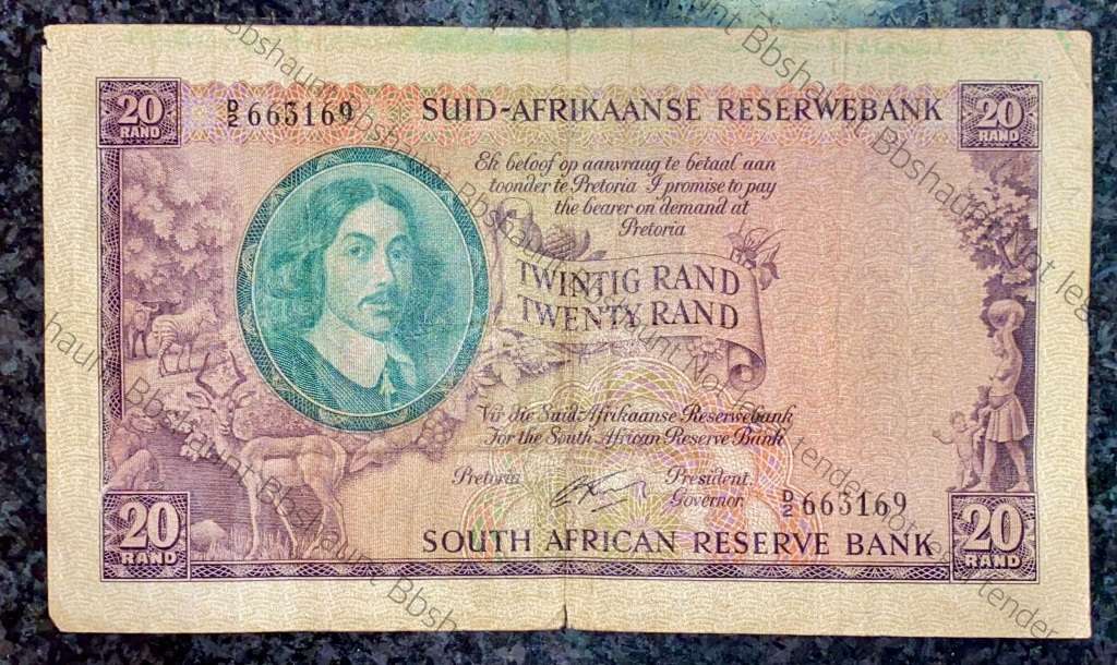 G RISSIK R20-- D2-- FIRST ISSUE 1962 A/E VAN RIEBEECK WTM BIG NOTE