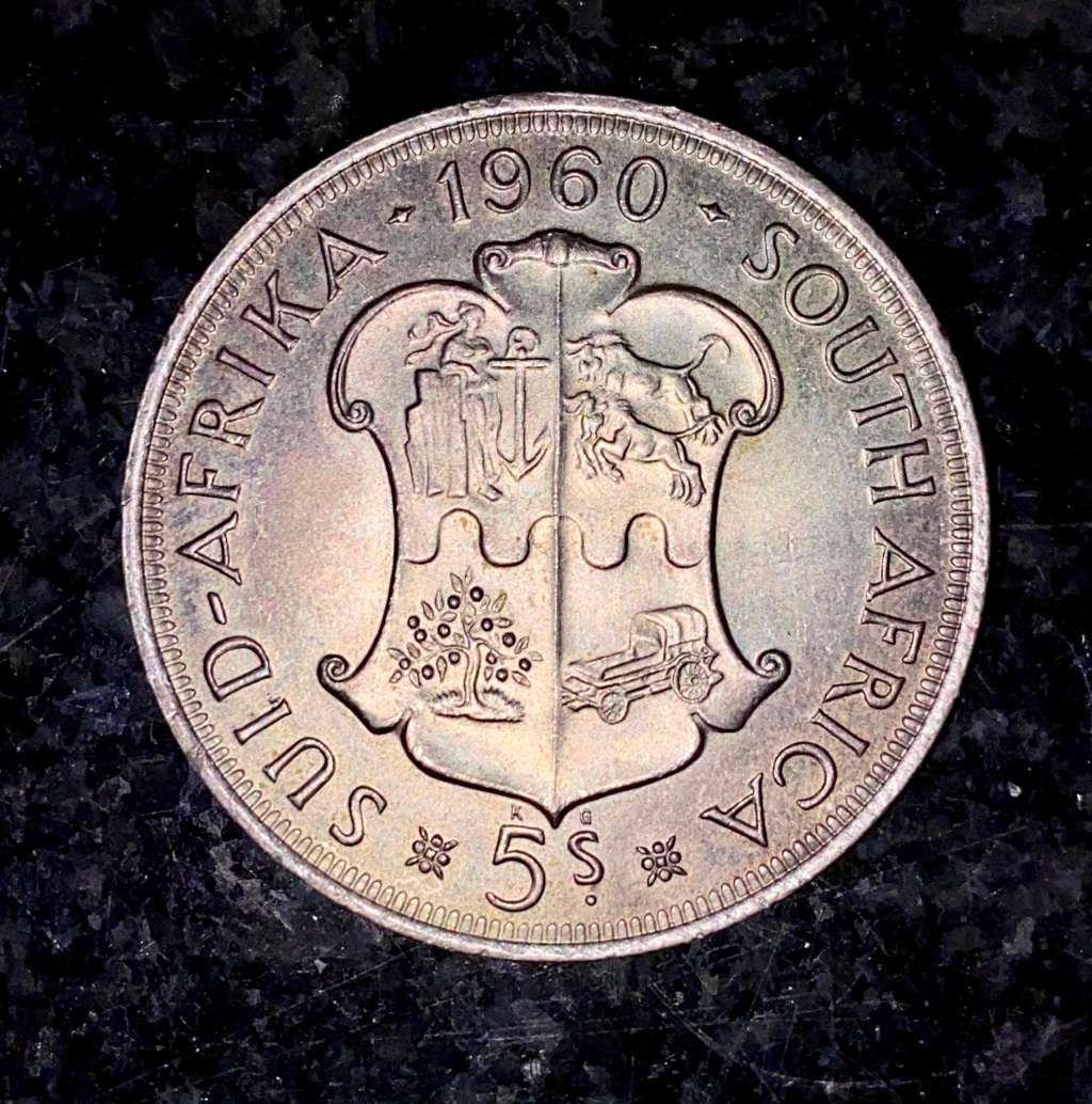 S A UNION SILVER 5 SHILLINGS 1960 VERY GOOD CONDITION SILVER CROWN