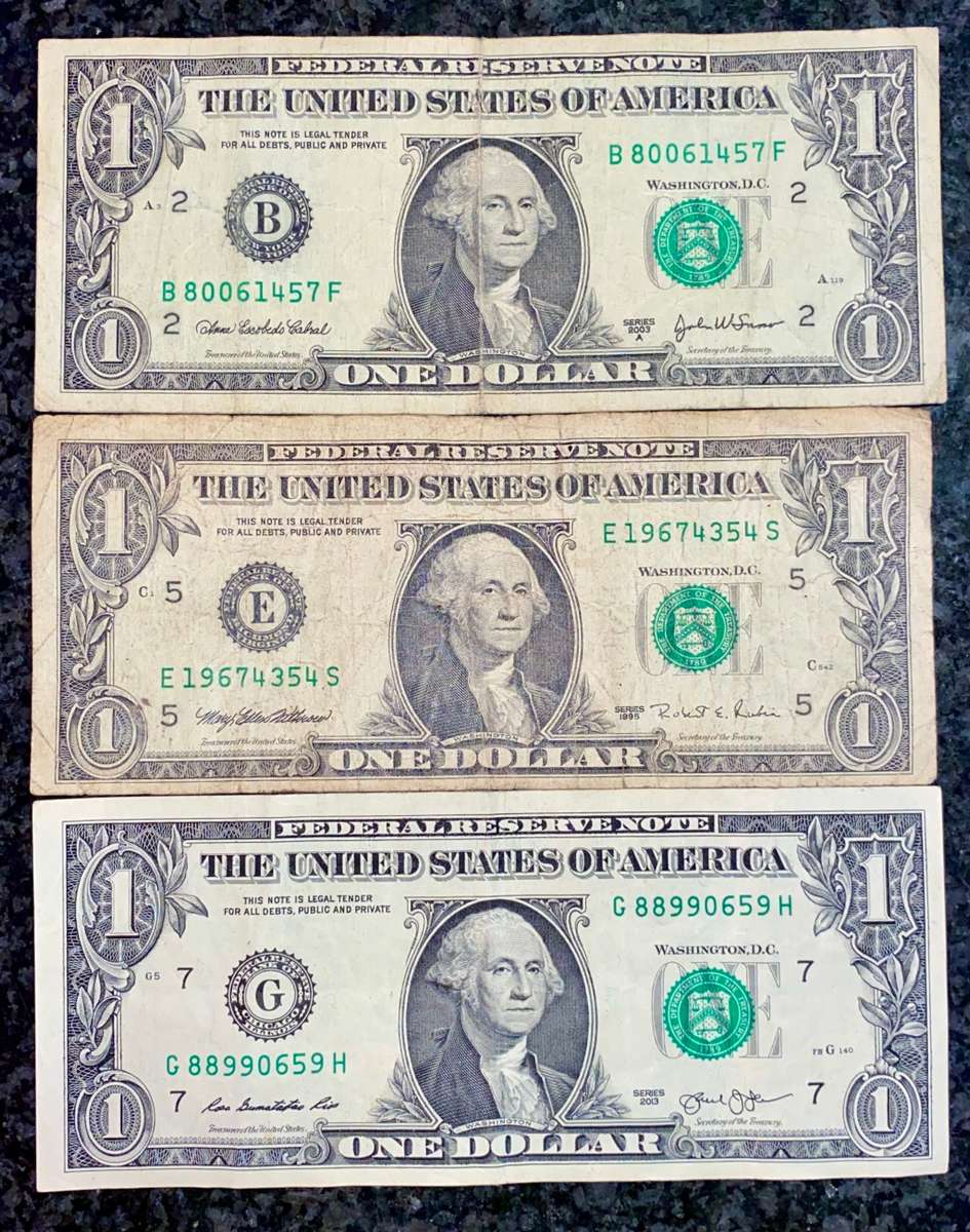 U S A - 1 DOLLAR FEDERAL BANK COLLECTION- NEW YORK 2003, RICHMOND 1995 & CHICAGO 2013(1 BID TAKES AL