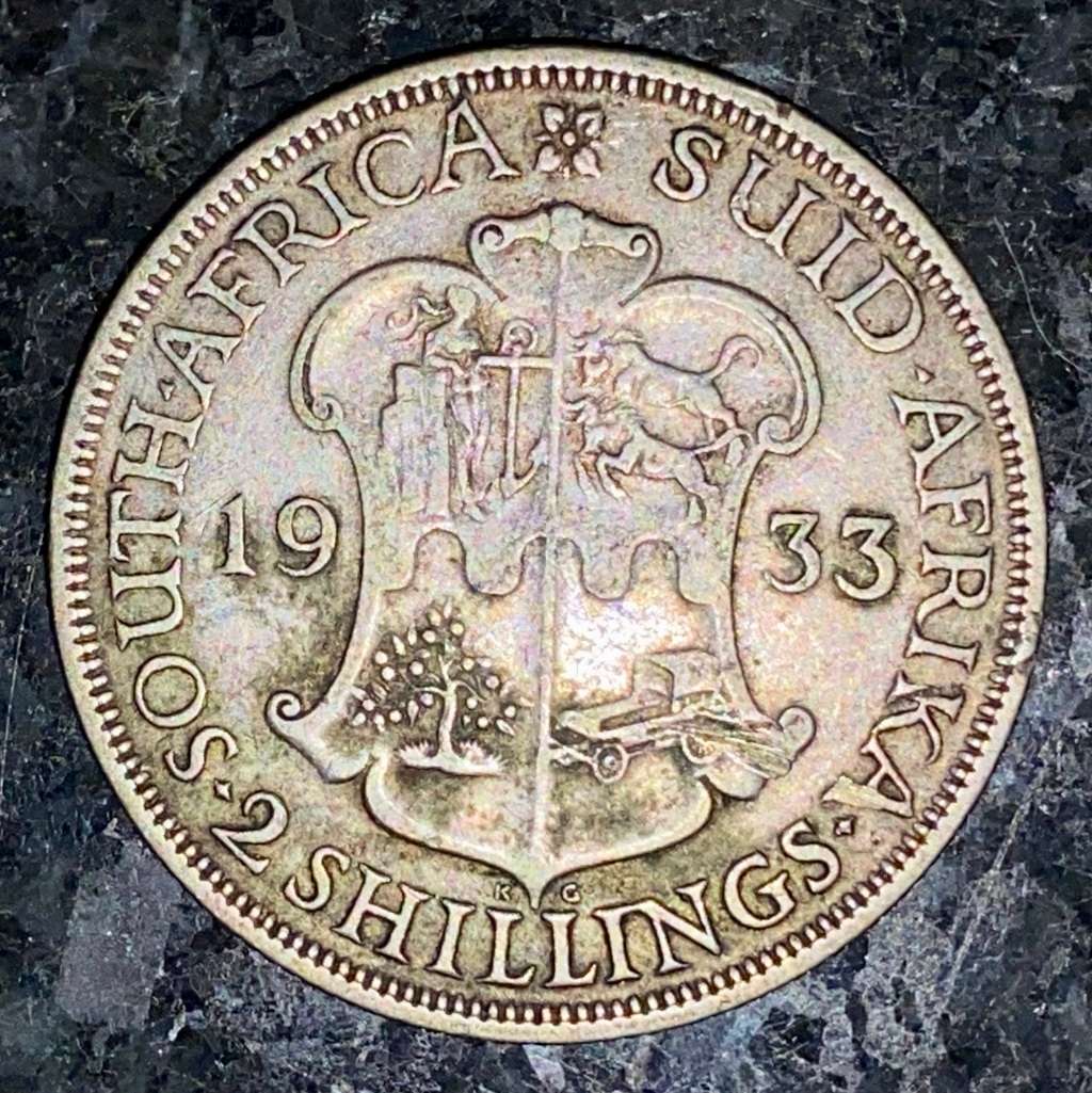 S A UNION SILVER 2 SHILLINGS - 1933 -