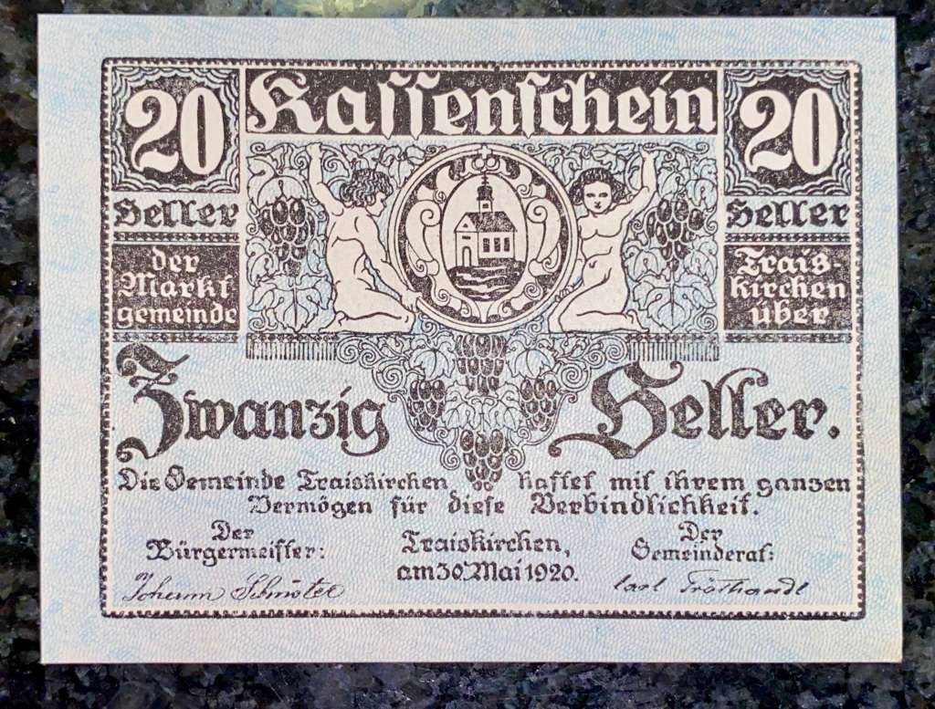 AUSTRIA 20 HELLER - ZWANZIG - 1920 UNC NOTGELD (EMERGENCY MONEY)