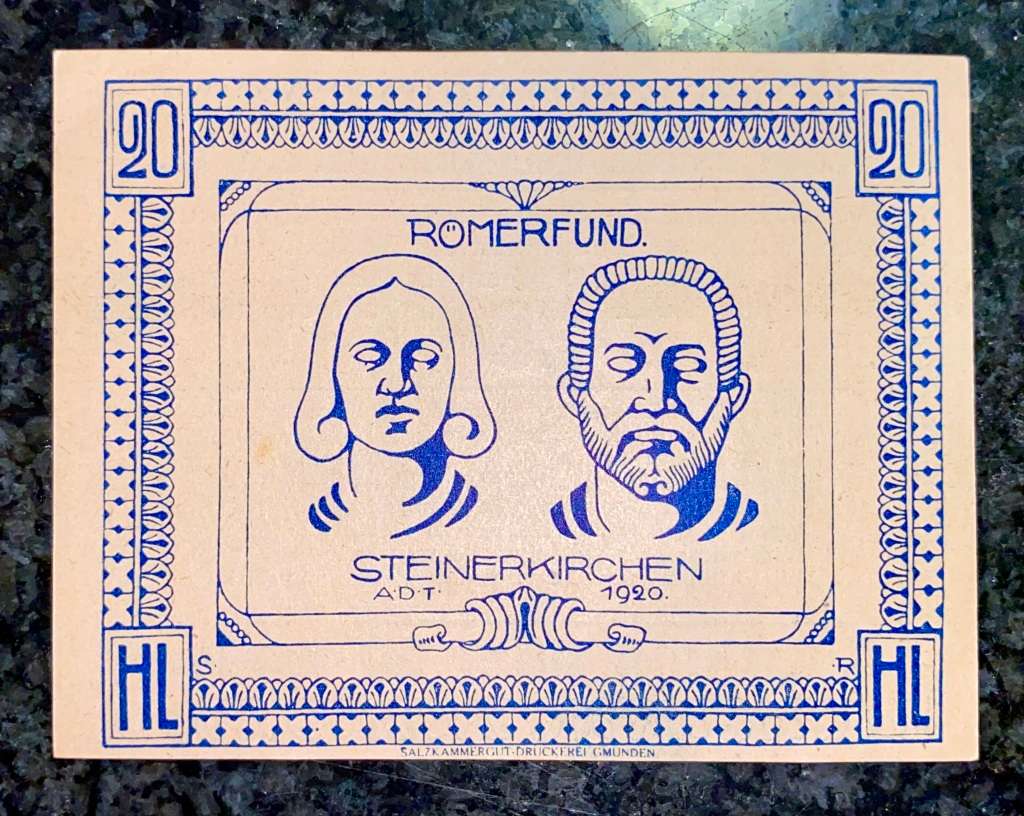 AUSTRIA 20 HELLER - STEINERKIRCHEN (ROMERFUND) - 1920 UNC NOTGELD (EMERGENCY MONEY)