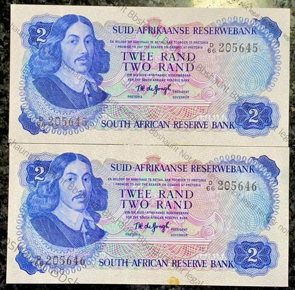 TW DE JONGH R2 IN SEQUENCE D66 /205646-645 UNC 2ND ISSUE 1974 SPRINGBUCK WTM(1BID TAKES ALL)