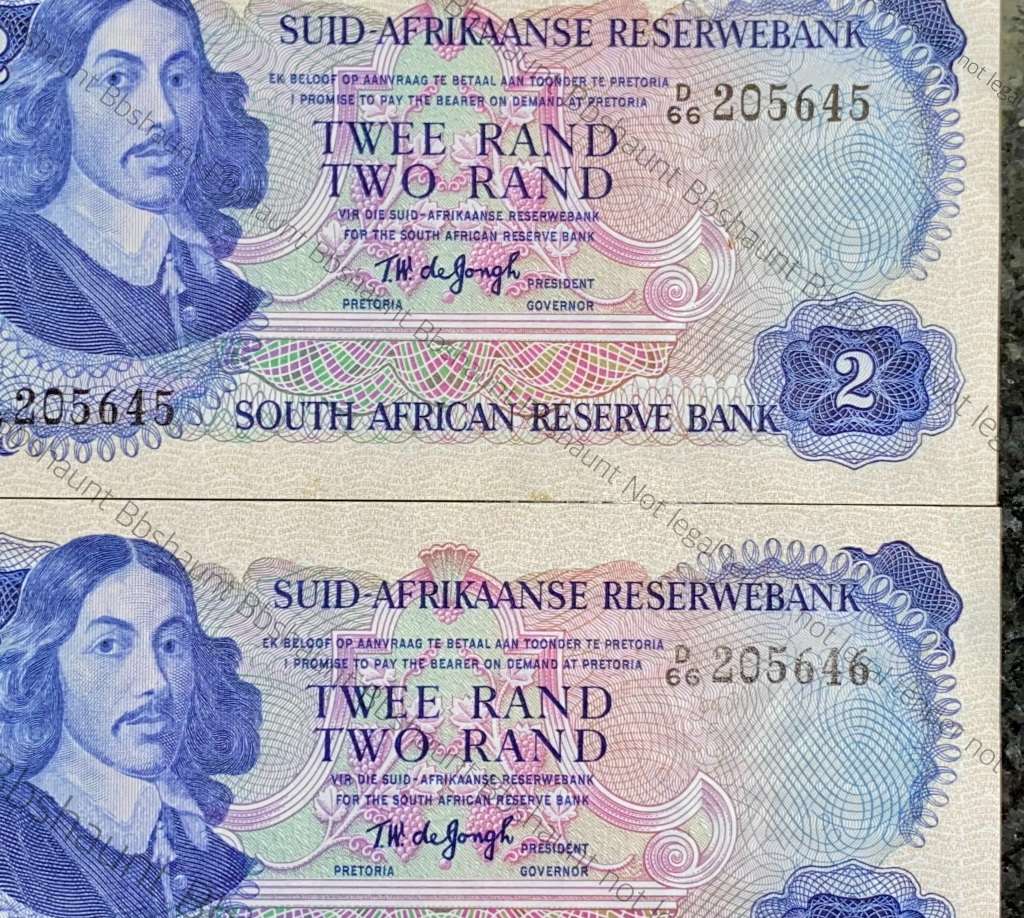 TW DE JONGH R2 IN SEQUENCE D66 /205646-645 UNC 2ND ISSUE 1974 SPRINGBUCK WTM(1BID TAKES ALL)