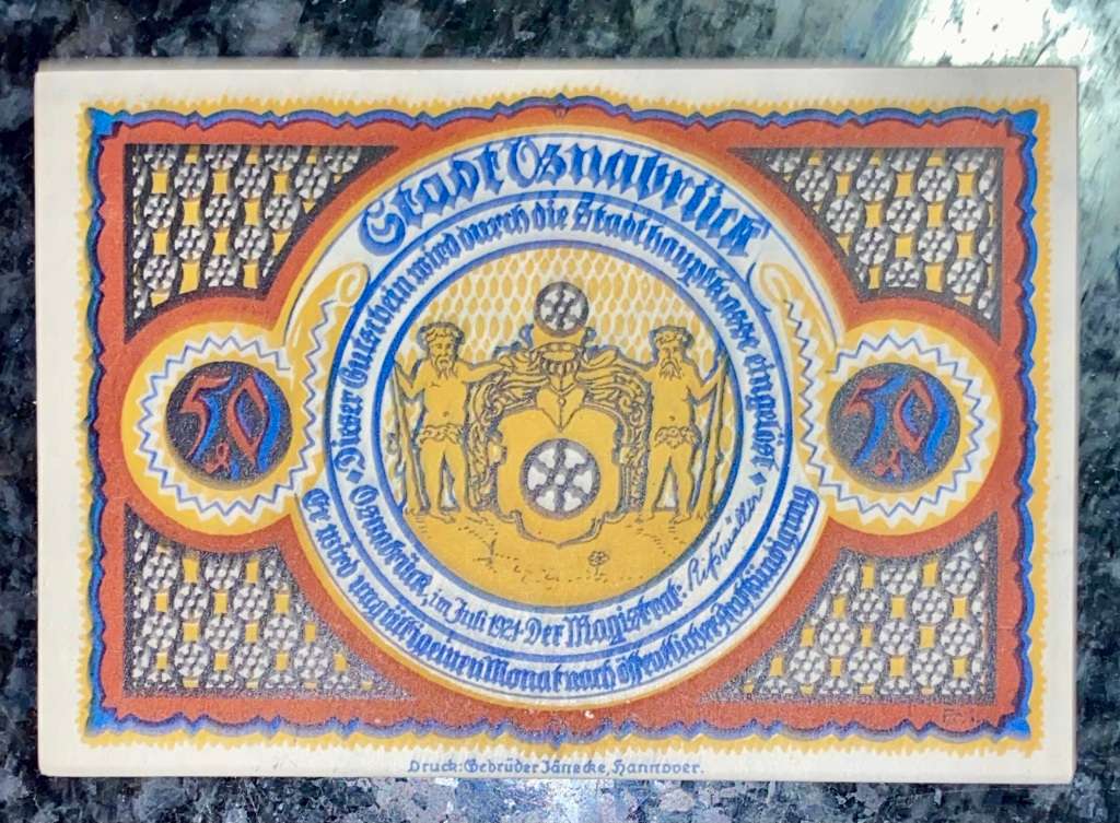 GERMANY 50 PFENNIG - OSNABRUCK - 1921 UNC NOTGELD (EMERGENCY MONEY) - AMAZING ART