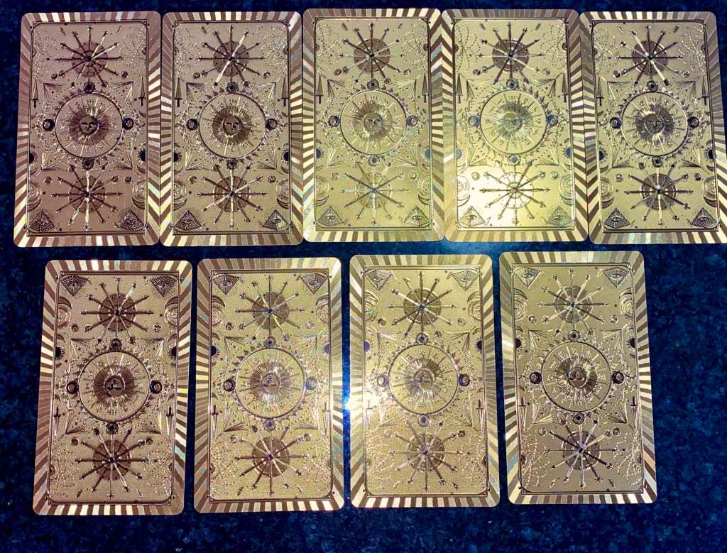 TAROT CARDS & PLAYING CARDS - FULL PACK OF 78 COLORIZED GOLD FOIL999 CARDS - AMAZING ART - IN BOX