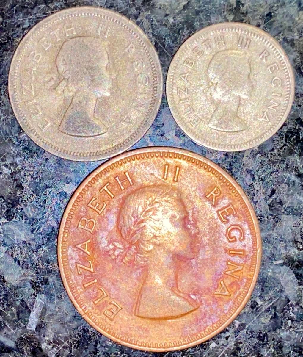 S A UNION SILVER SET 6 PENCE - 3D THREEPENCE & 1/2 PENNY 1953 -- (1 BID TAKES ALL)