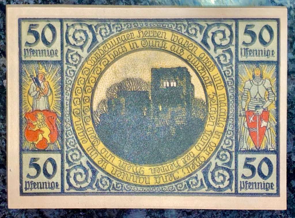 GERMANY - LOBEDA 50 PFENNIG 1921 - UNC NOTGELD (EMERGENCY MONEY) - AMAZING ART