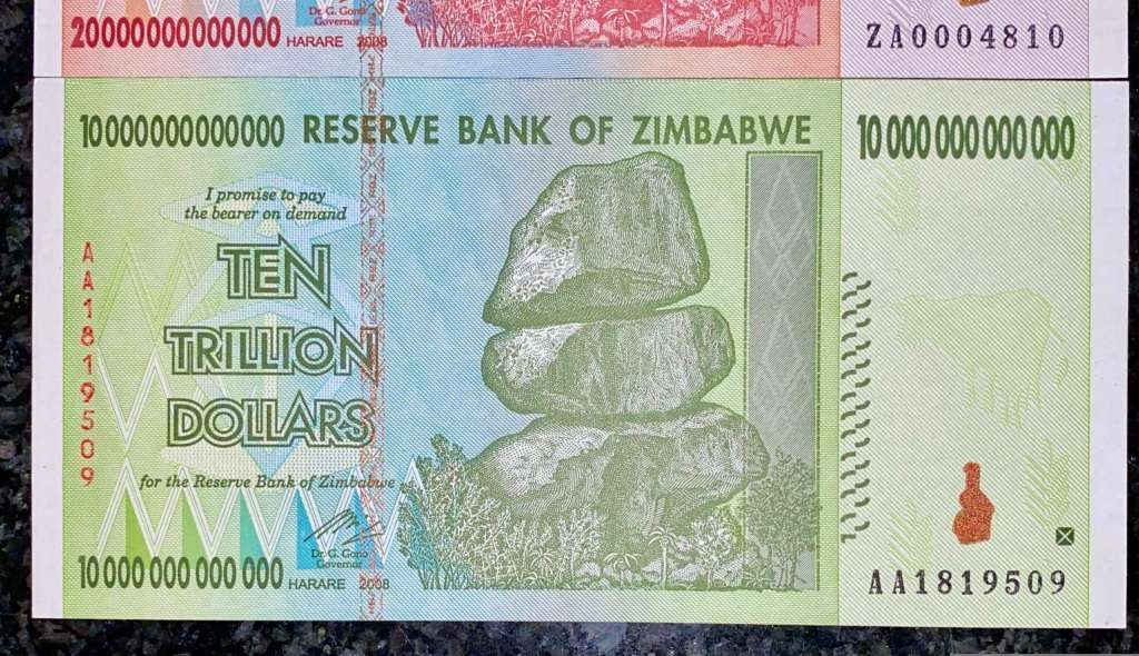 ZIMBABWE FULL SET TRILLION DOLLARS + REPLACEMENT 20 TRILLION ZA 100 TRILLION TO 10 TRILLION 2008 UNC
