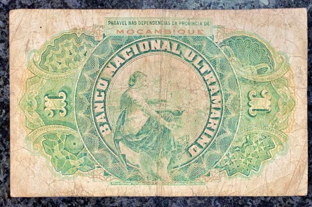 MOZAMBIQUE 1 ESCUDO LISBOA 1ST JANUARY 1921 MOZAMBIQUE GREEN ULTRAMARINO KEY DATE