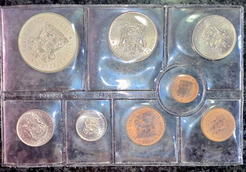 S A MINT UNCIRCULATED SET 1970 --SILVER R1 TO 1/2 CENT - SEALED FROM SA MINT