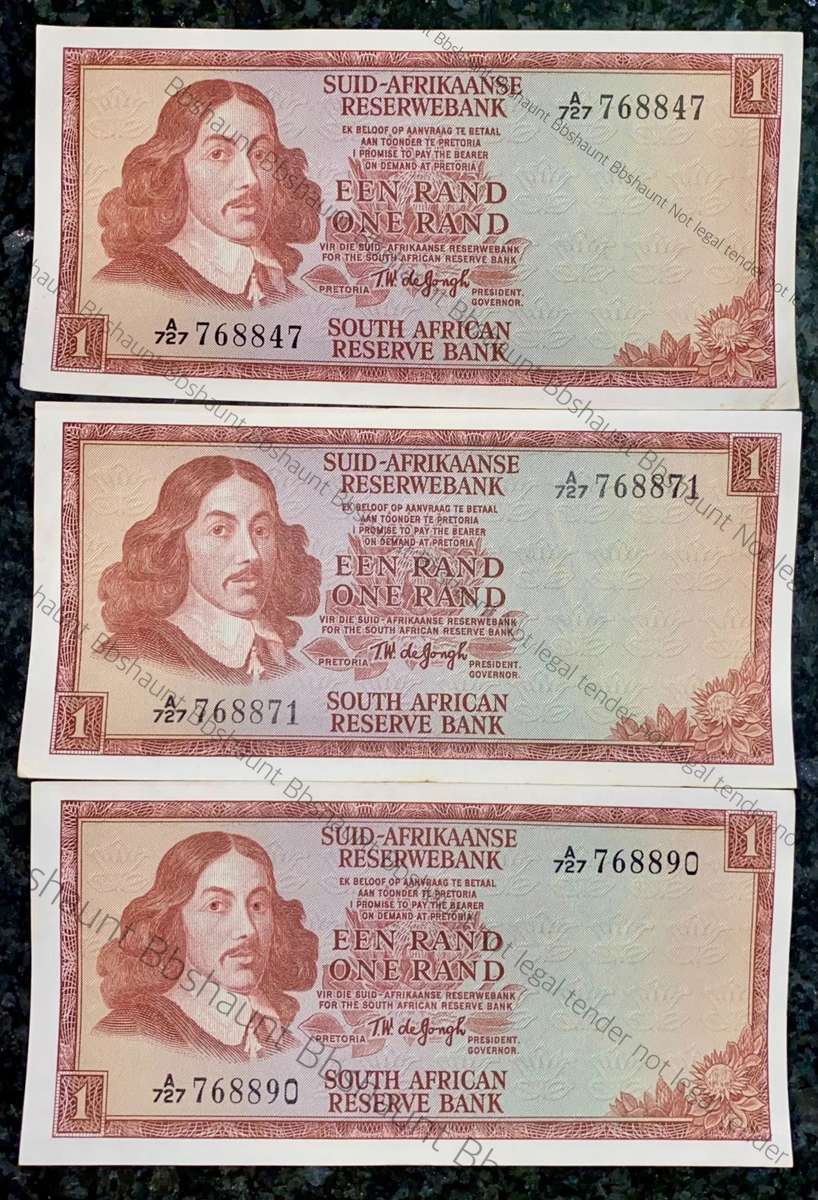 TW DE JONGH R1 CLOSE IN SEQUENCE UNC-AUNC -- A SERIES SPRINGBUCK WTM ( 1 BID TAKES ALL)