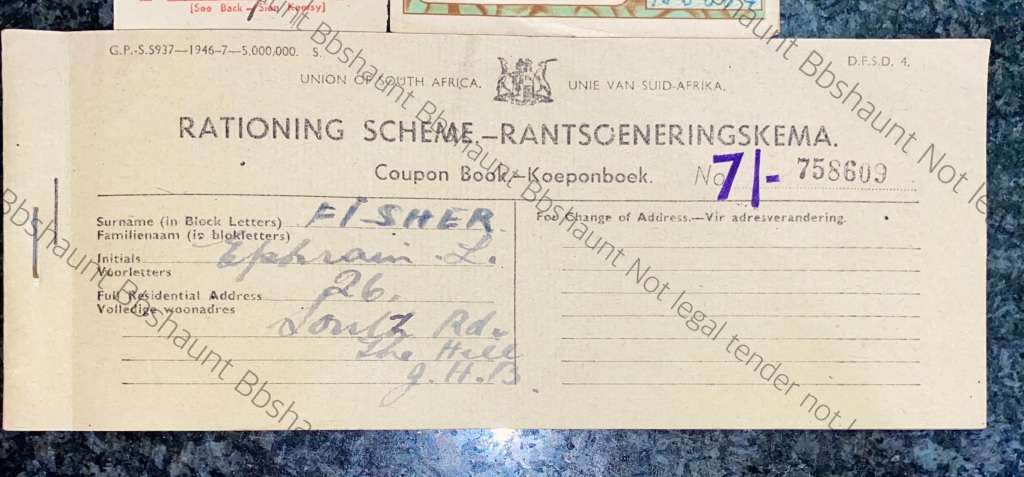 S A UNION PETROL RATION FILLING STATION FULL UNUSED COUPON BOOK & 4 + 5 GALLON 1942/45 WW2