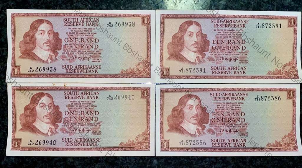 TW DE JONGH R1 CLOSE IN SEQUENCE UNC-AUNC -- A SERIES SPRINGBUCK WTM ( 1 BID TAKES ALL)