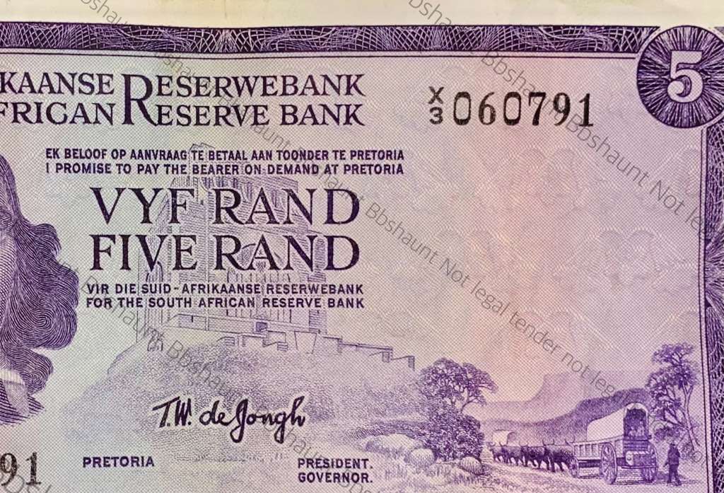 REPLACEMENT NOTE TW DE JONGH R5 -- X3 -- 1967 A/E 1ST ISSUE SPRINGBUCK WTM