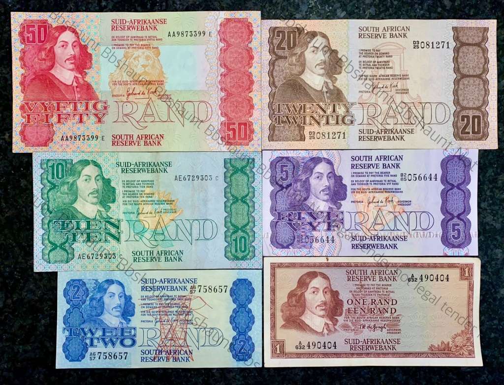 COMPLETE SET OF GPC DE KOCK & DECIMALS R50AA TO R2A - 1980s (R1A TW DE JONGH 1975) 1 BID TAKES ALL)