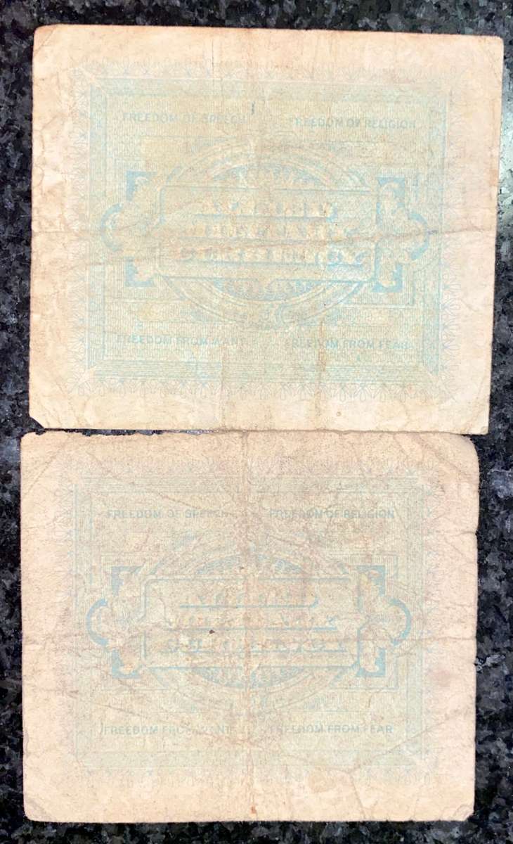 ITALY SET 50 LIRE & 100 LIRE 1943 WW2 ALLIED MILITARY CURRENCY
