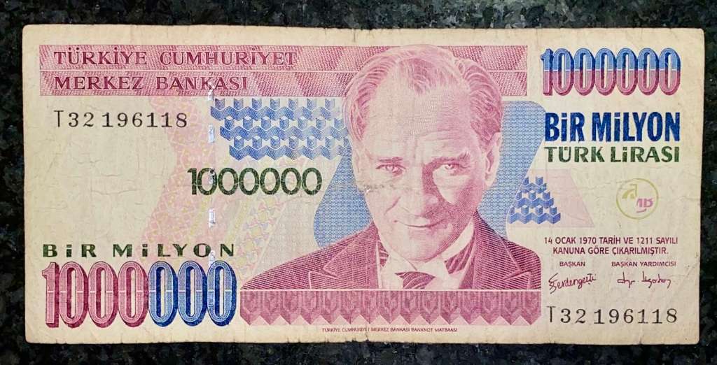 TURKEY 1000000 LIRASI 1970