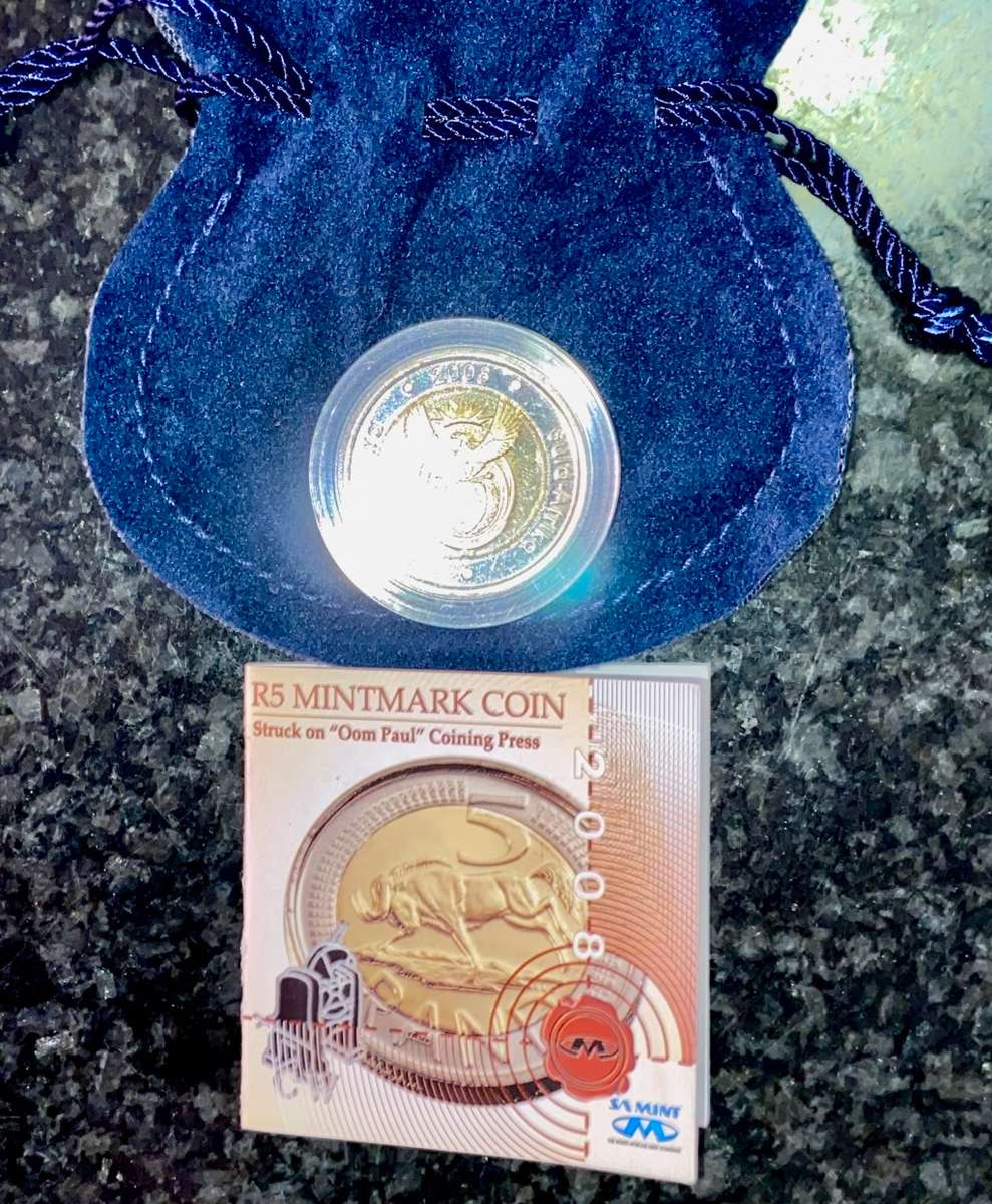 SOUTH AFRICA OOM PAUL MINTMARK R5 -- 2008 -- WITH SAM BAG & CERTIFICATE IN CAPSULE