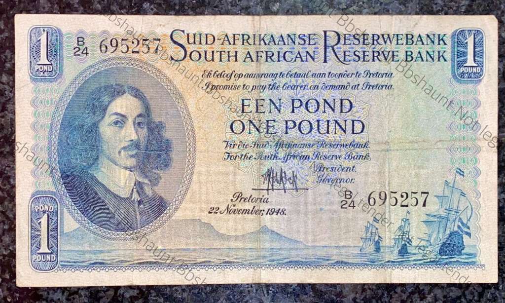 MH DE KOCK 1 POUND 22 NOVEMBER 1948 A/E 1ST ISSUE B24