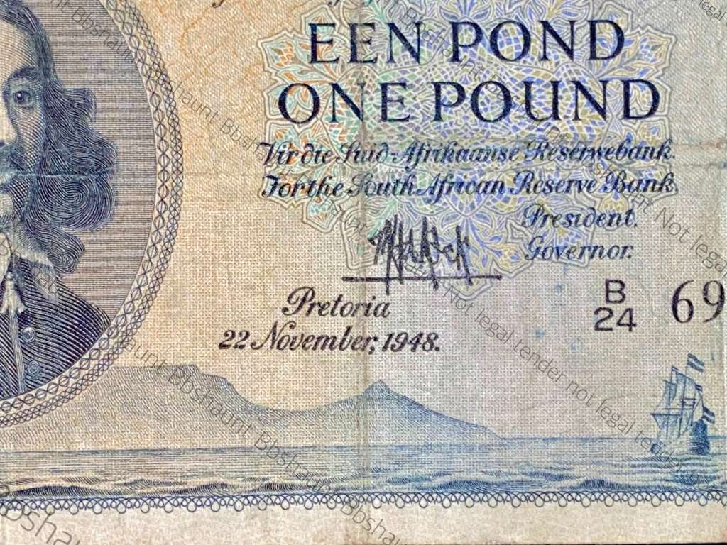 MH DE KOCK 1 POUND 22 NOVEMBER 1948 A/E 1ST ISSUE B24