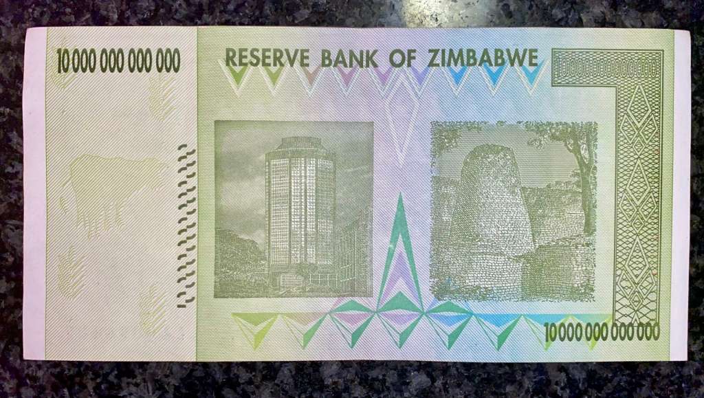 ZIMBABWE AA 10 TRILLION DOLLARS LOW NUMBER AA0096422 HARARE 2008 ZIM BIRD WTM