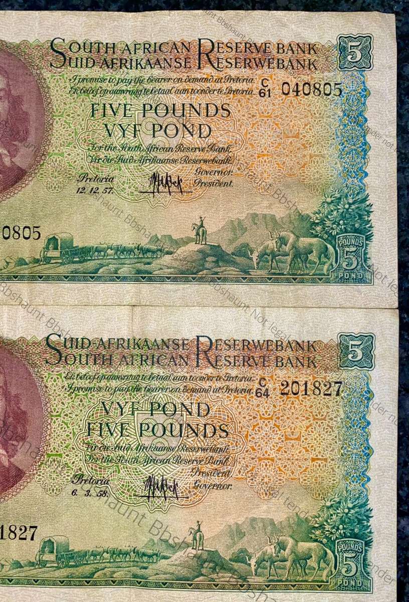 MH DE KOCK SET 5 POUNDS 1957 C61 & 1958 C64 (1 BID TAKES ALL)