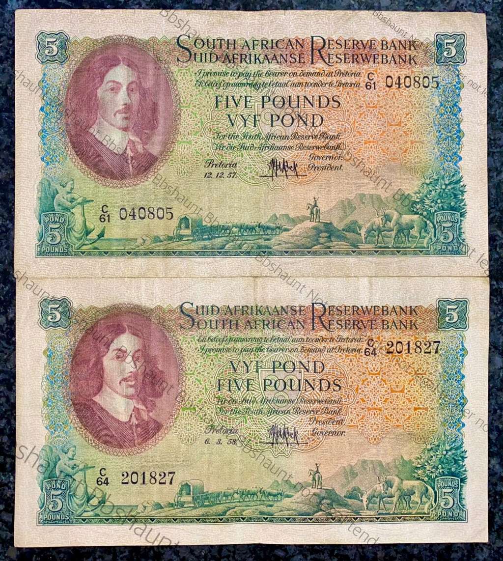 MH DE KOCK SET 5 POUNDS 1957 C61 & 1958 C64 (1 BID TAKES ALL)