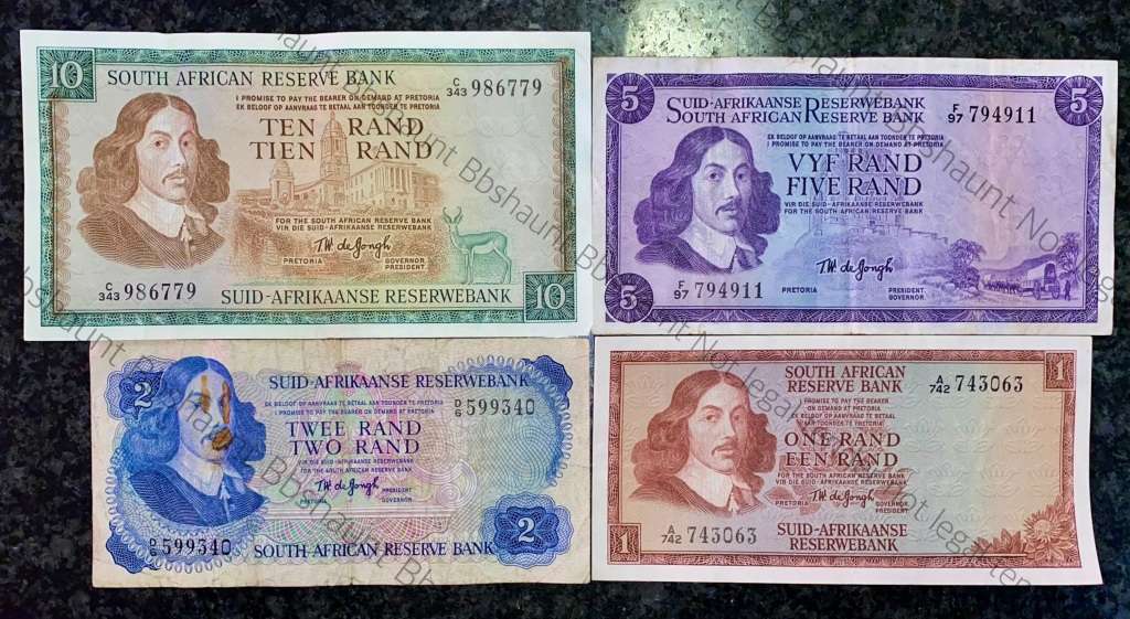 COMPLETE SET OF TW DE JONGH & DECIMALS R10 TO R1 - MOSTLY SPRINGBUCK WTM 1967-1975( 1 BID TAKES ALL)