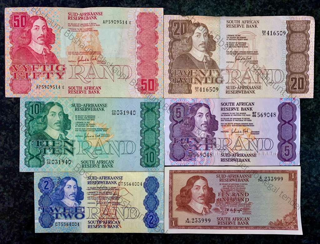 COMPLETE SET OF GPC DE KOCK & DECIMAL R50 TO R2 GOOD CONDITION 1980s(R1 DE JONGH 1967(1 BID TAKES AL