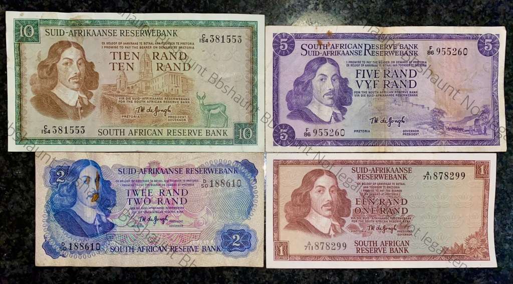 COMPLETE SET OF TW DE JONGH & DECIMALS R10 TO R1 - ALL SPRINGBUCK WTM 1967 - 1974( 1 BID TAKES ALL)