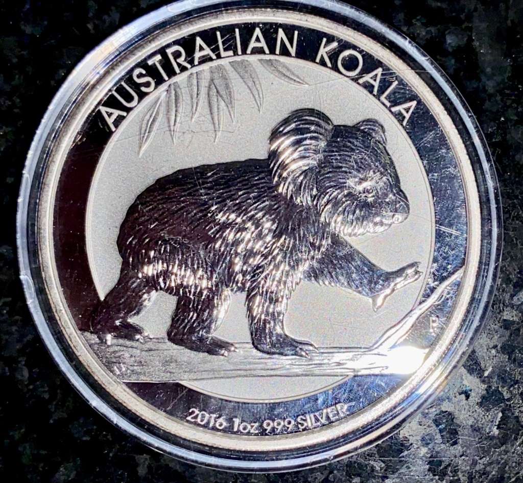 AUSTRALIA SILVER 1 DOLLAR KOALA 1OZ PURE SILVER .999 --KOALA BEAR-- 2016 UNC SILVER 1OZ IN CAPSULE