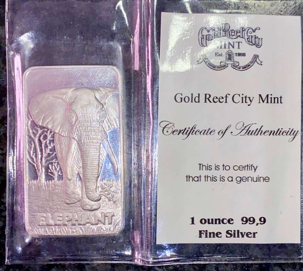 BIG 5 WILDLIFE - FINE SILVER 1OZ BAR - GOLD REEF CITY MINT WITH CERT STILL SEALED