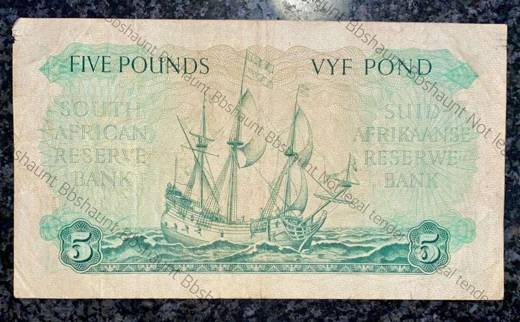 MH DE KOCK 5 POUND 23-01-1958 E/A 3RD ISSUE C62 VAN RIEBEECK WTM