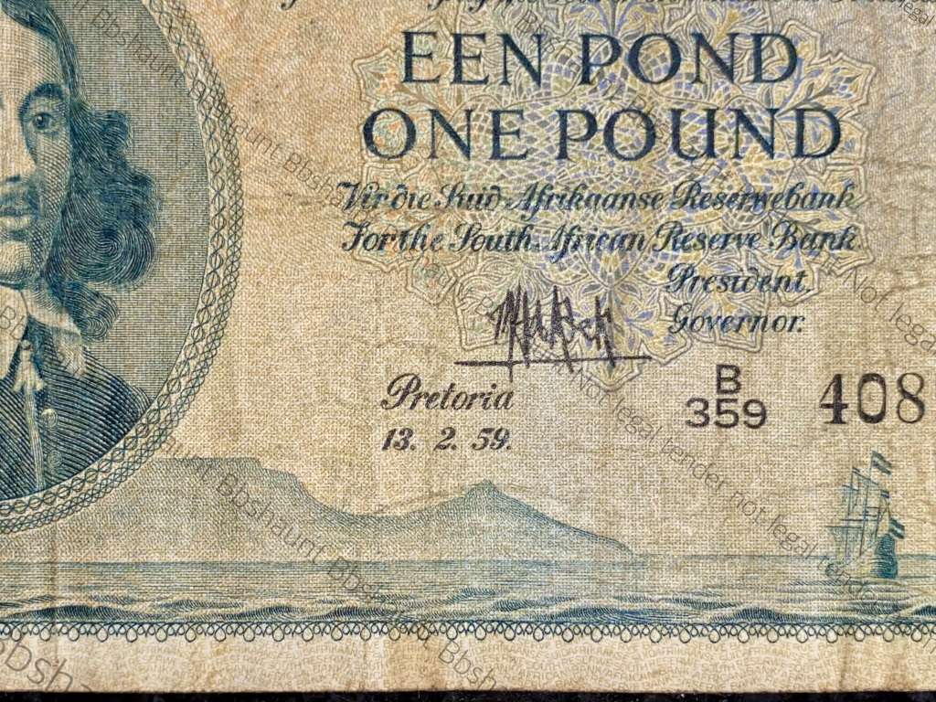 MH DE KOCK 1 POUND 13-2-1959 A/E 3RD ISSUE B359