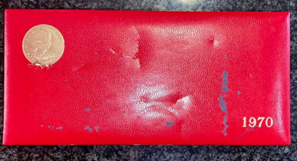 SOUTH AFRICA PROOF SET SILVER R1 TO 1/2 CENT -- 1970 -- IN RED SA MINT BOX