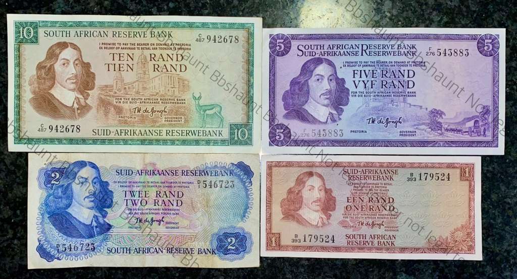 COMPLETE SET OF TW DE JONGH & DECIMALS R10 TO R1 -- 1967-1975 -- R2 IS D1 ( 1 BID TAKES ALL)