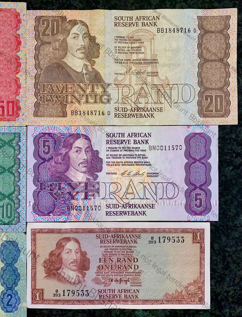 SET OF VARIOUS GOVERNOR & DECIMALS R50 SCARCE BA SERIE'S TO R2AA REST B PREFIX (R1 TW DE JONGH 1975)